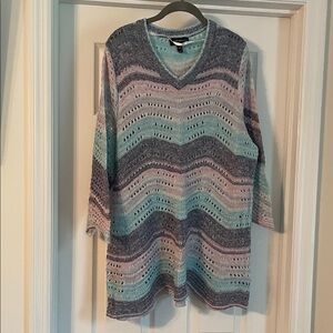 Lane Bryant Blue and White Crichet Sweater